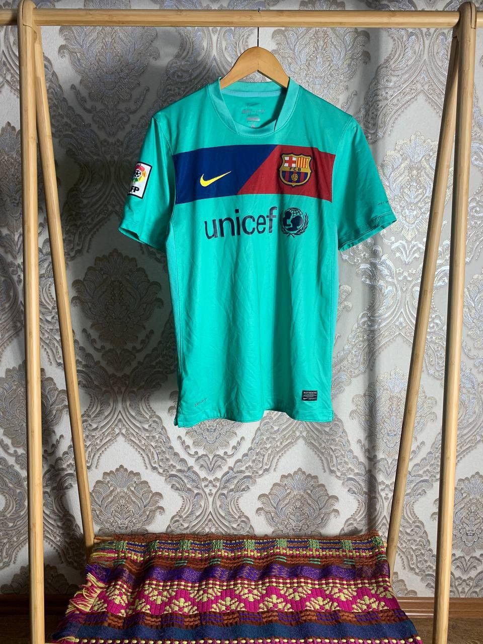 Pre-owned Nike X Soccer Jersey Vintage Nike Fc Barcelona Soccer Jersey Messi Y2k Drill In Blue