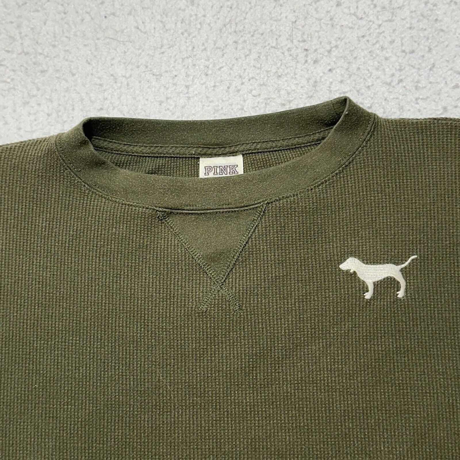 Victoria's Secret PINK Victoria's Secret XS Green Waffle Knit Cropped T Shirt Size XS / US 0-2 / IT 36-38 - 2 Thumbnail
