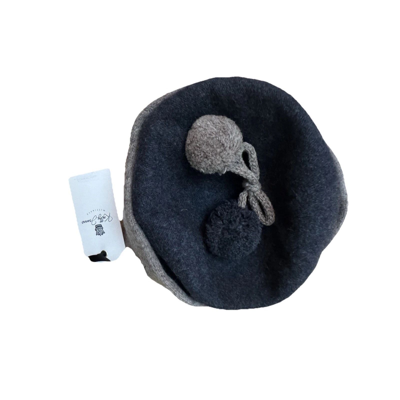 Other Kathy Jeanne Millinery Wool Beret Hat Gray Taupe Double Pom Size ONE SIZE - 3 Thumbnail