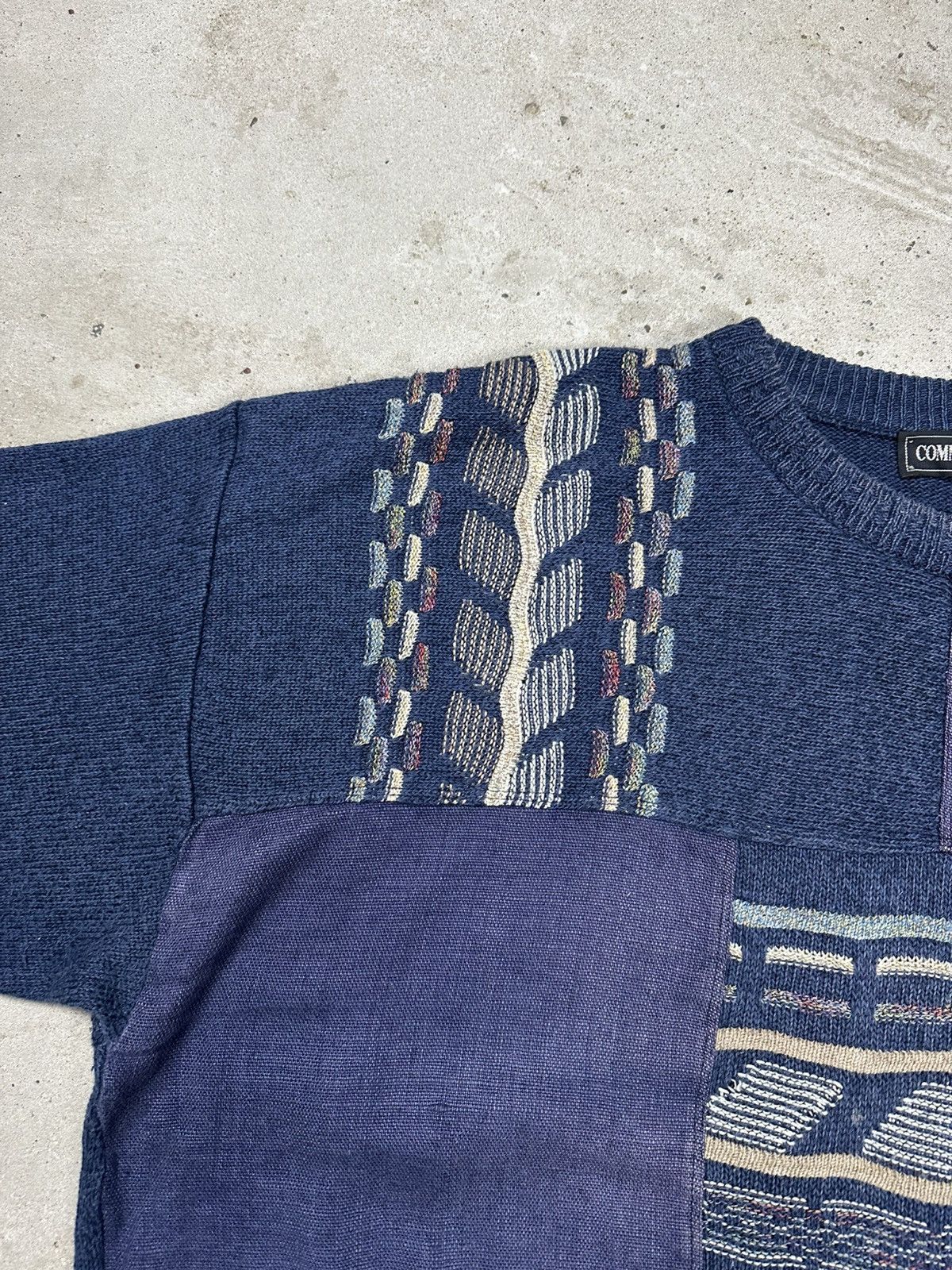 Coogi × Japanese Brand × Vintage Vintage 90s Coogi Style Patchwork Navy Sweater Jumper Size US XL / EU 56 / 4 - 6 Thumbnail