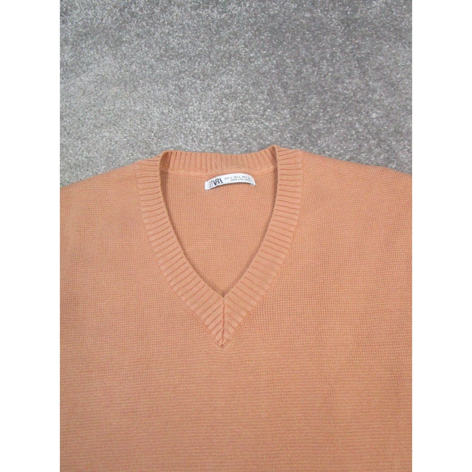 Zara Zara Vest Mens Large Orange Cotton Knit Pullover V-Neck Sleeveless Casual Sweatshirt Shirt? Size US L / EU 52-54 / 3 - 2 Thumbnail