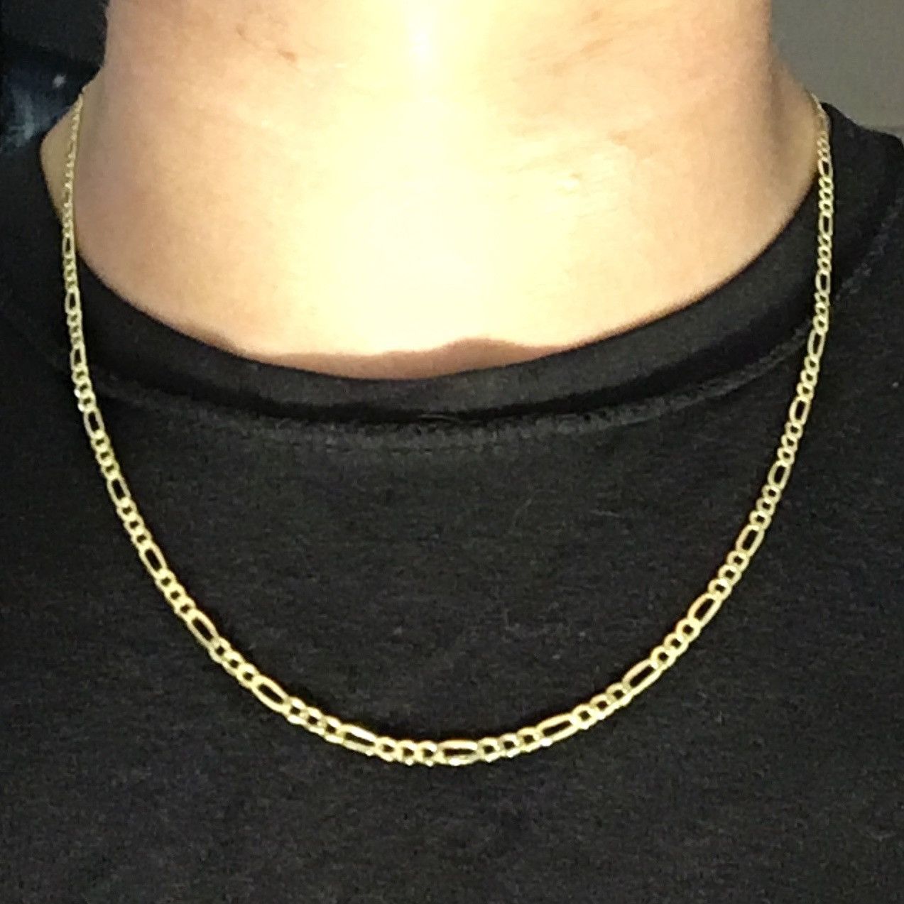 Jewelry Gold Chain 14k Gold Vermeil Figaro 20in 3mm 925 Italy Size ONE SIZE - 1 Thumbnail