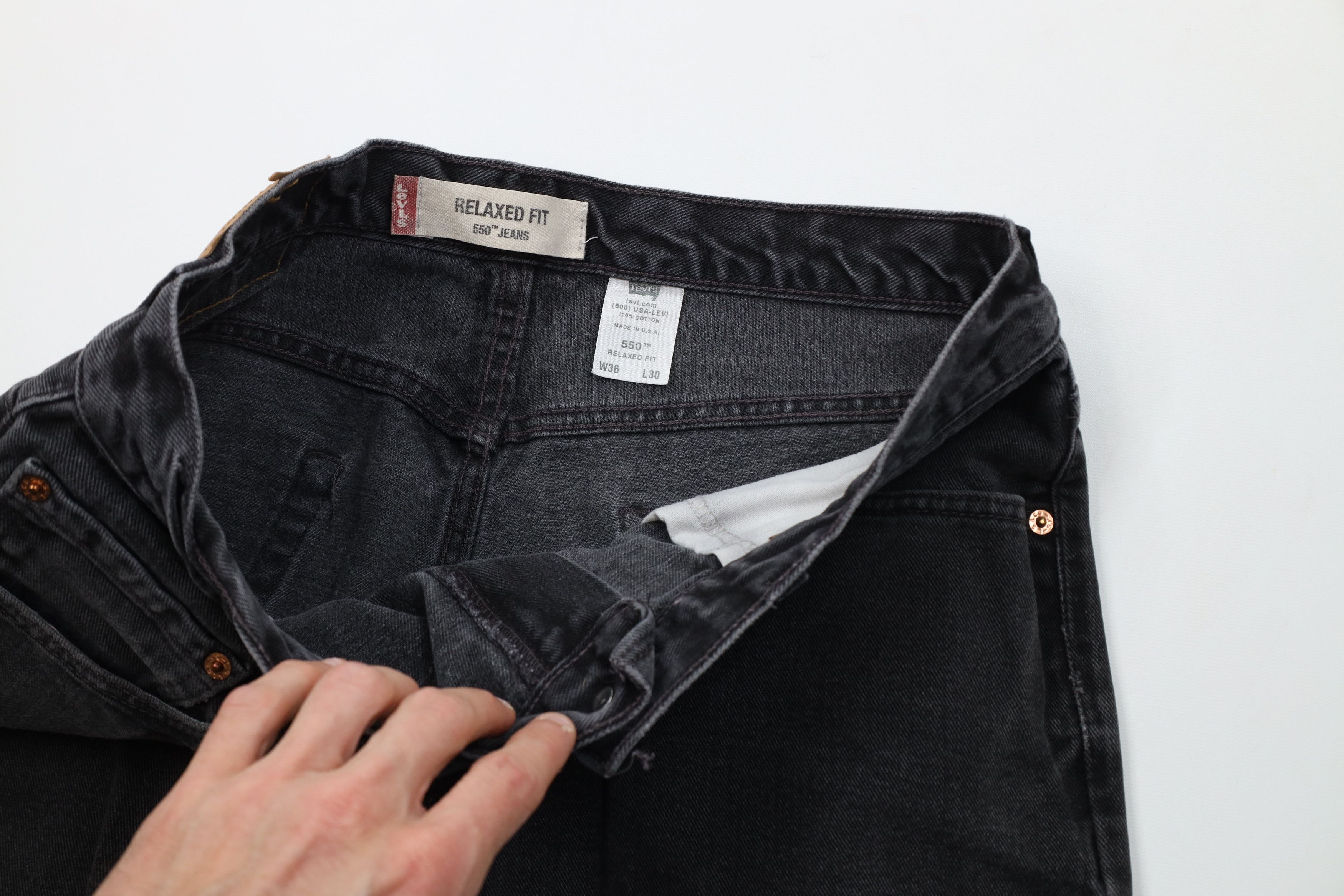 Levi's Vintage Y2K 2003 Levis 550 Relaxed Fit Denim Jeans Black Size US 36 / EU 52 - 7 Thumbnail