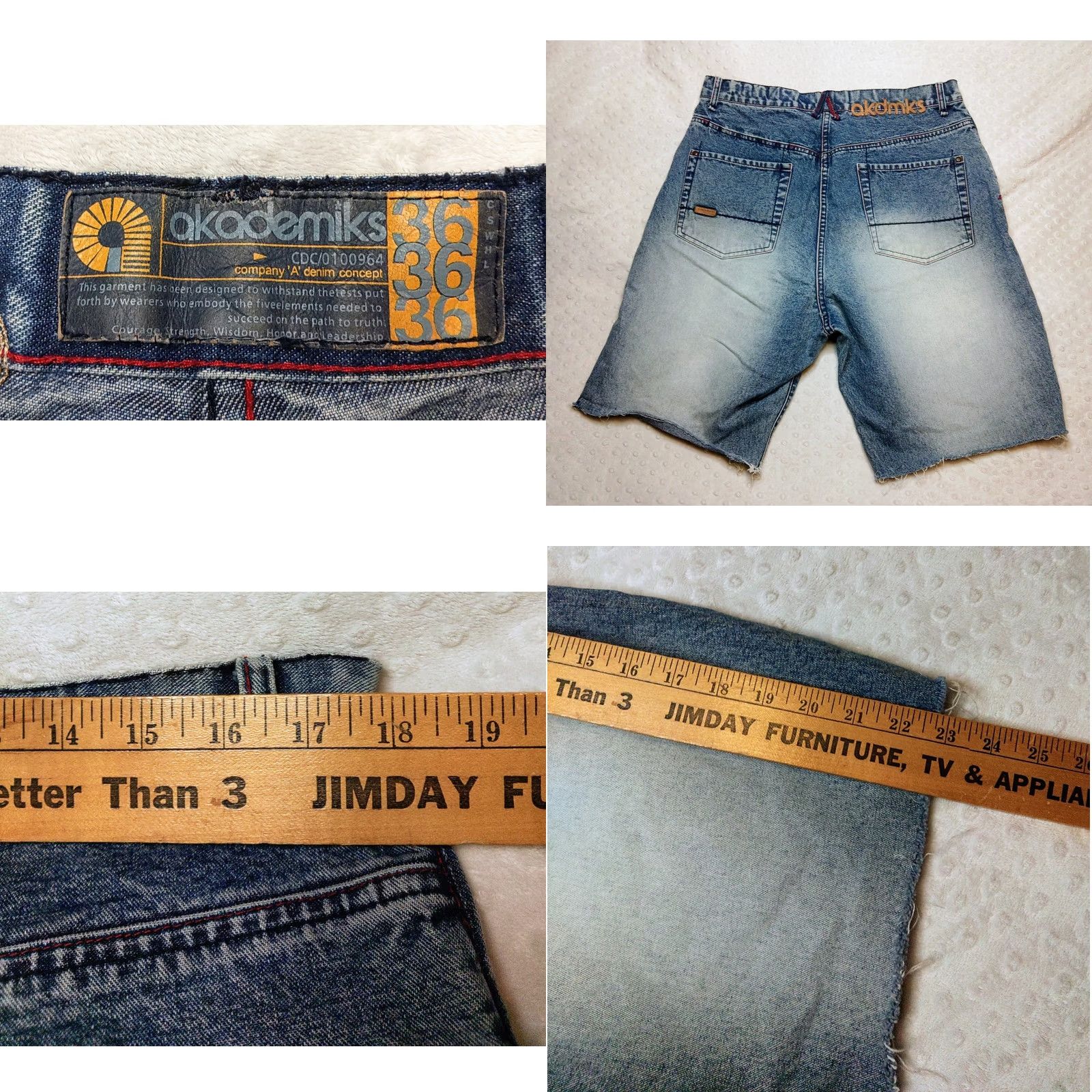 Akademiks VINTAGE Akademiks Baggy Jeans Bermuda Shorts 36 Blue Denim Hip Hop 90s Mens Casual Distressed Embroidered Logo Pocket 5-Pocket Rise High Size US 36 / EU 52 - 8 Thumbnail