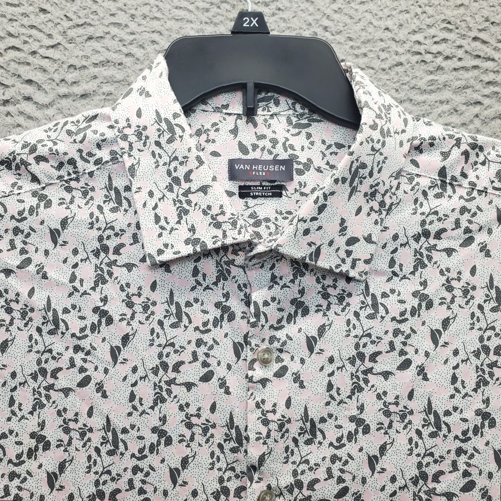 Van Heusen Van Heusen Flex Dress Shirt Mens Size 18 Multi Floral Slim Fit Stretch Button Up Shirt Size 48R - 3 Thumbnail