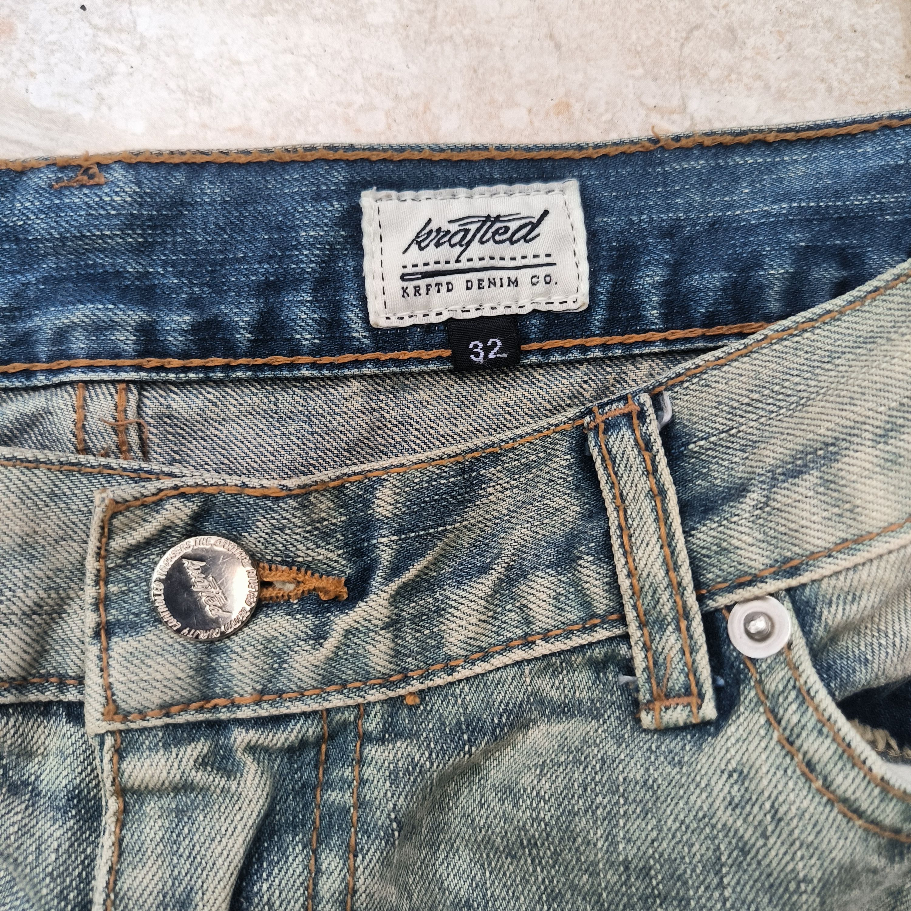 Japanese Brand Krafted Mud Wash Distressed Denim Jeans Size US 32 / EU 48 - 4 Thumbnail