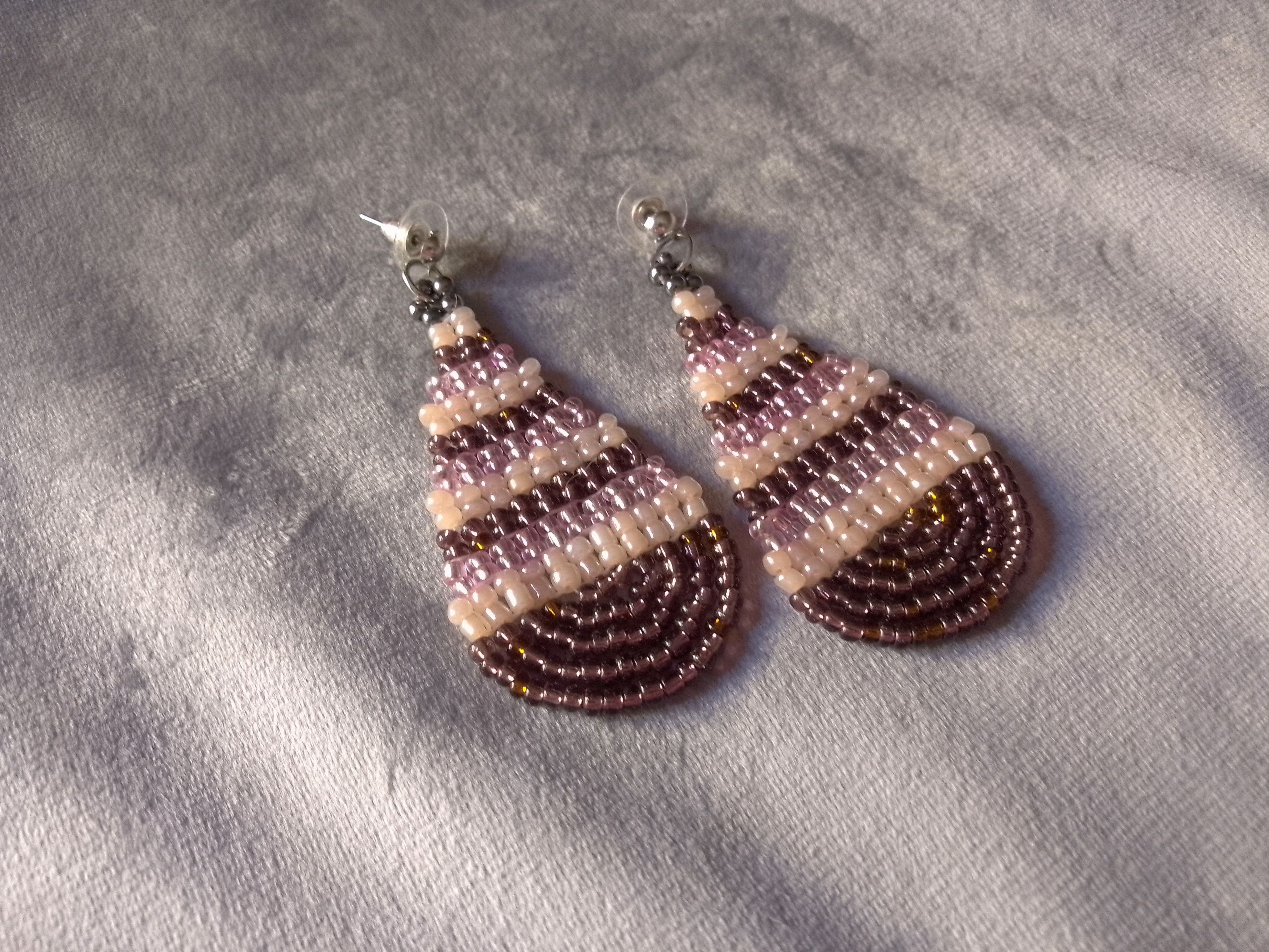 Handmade Earrings Teardrop Soft Pink Brown Ethnic Styles Beaded Size ONE SIZE - 3 Thumbnail