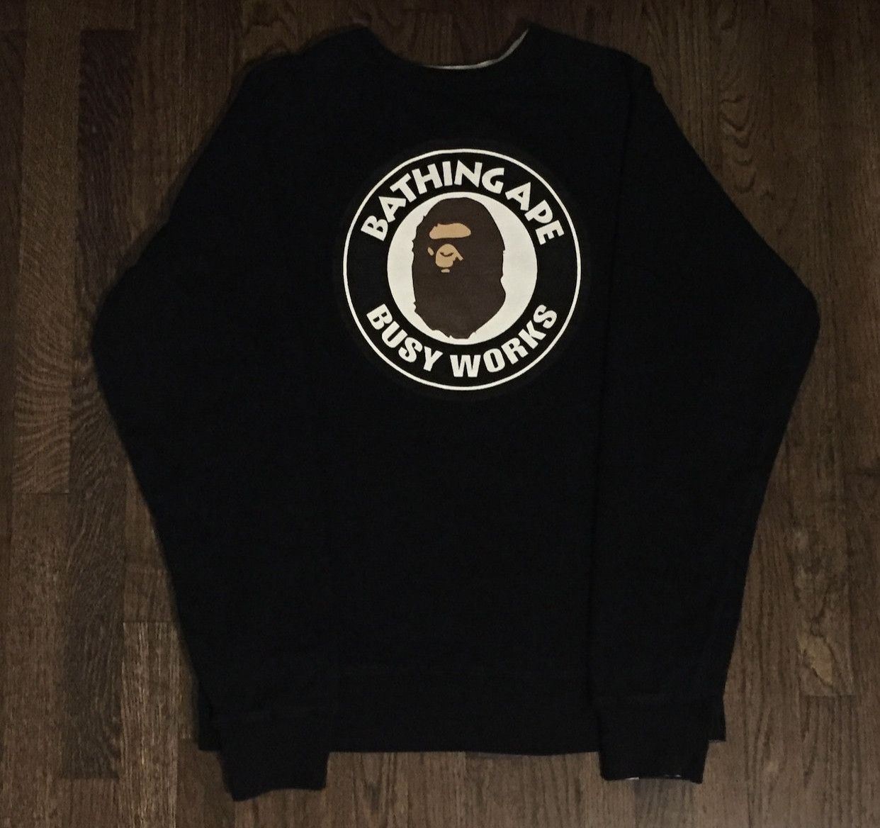 image of Bape Reversible Crew Neck Sweatshirt in Black, Men's (Size XL)