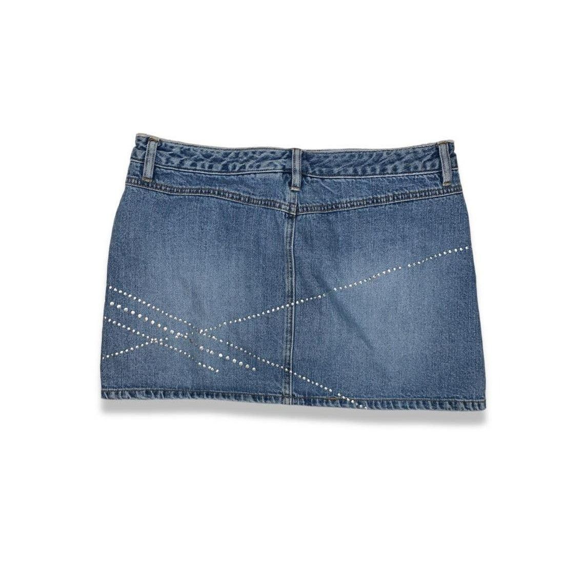 Old Navy VTG Denim Jean Mini Skirt Bedazzled Sparkles Sz 12 Waist 37" Size 34" / US 12 / IT 48 - 2 Thumbnail