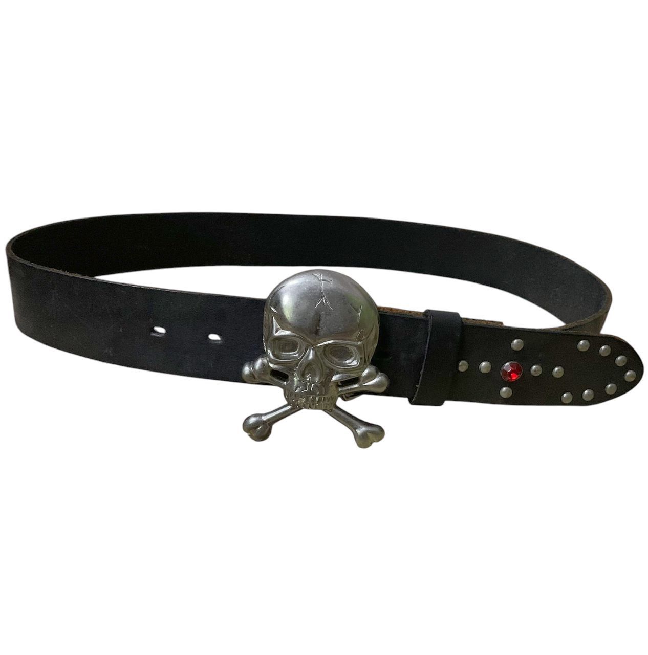 Mastermind Japan × Seditionaries × Takeo Kikuchi Final‼️Takeo Kikuchi Skull Buckle Leather Belt 30-33Inc Waist Size ONE SIZE - 2 Thumbnail