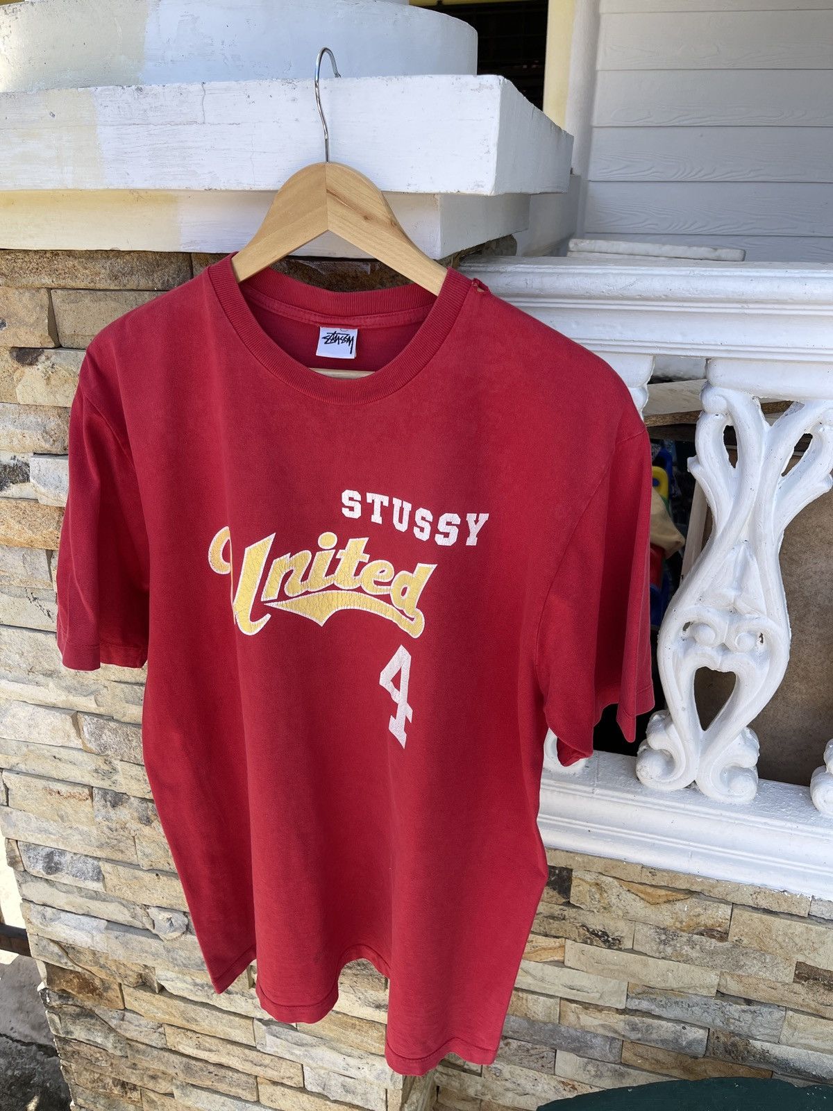 Stussy Rare🔥Vintage STUSSY United 4 Red T Shirt Size US XL / EU 56 / 4 - 4 Thumbnail