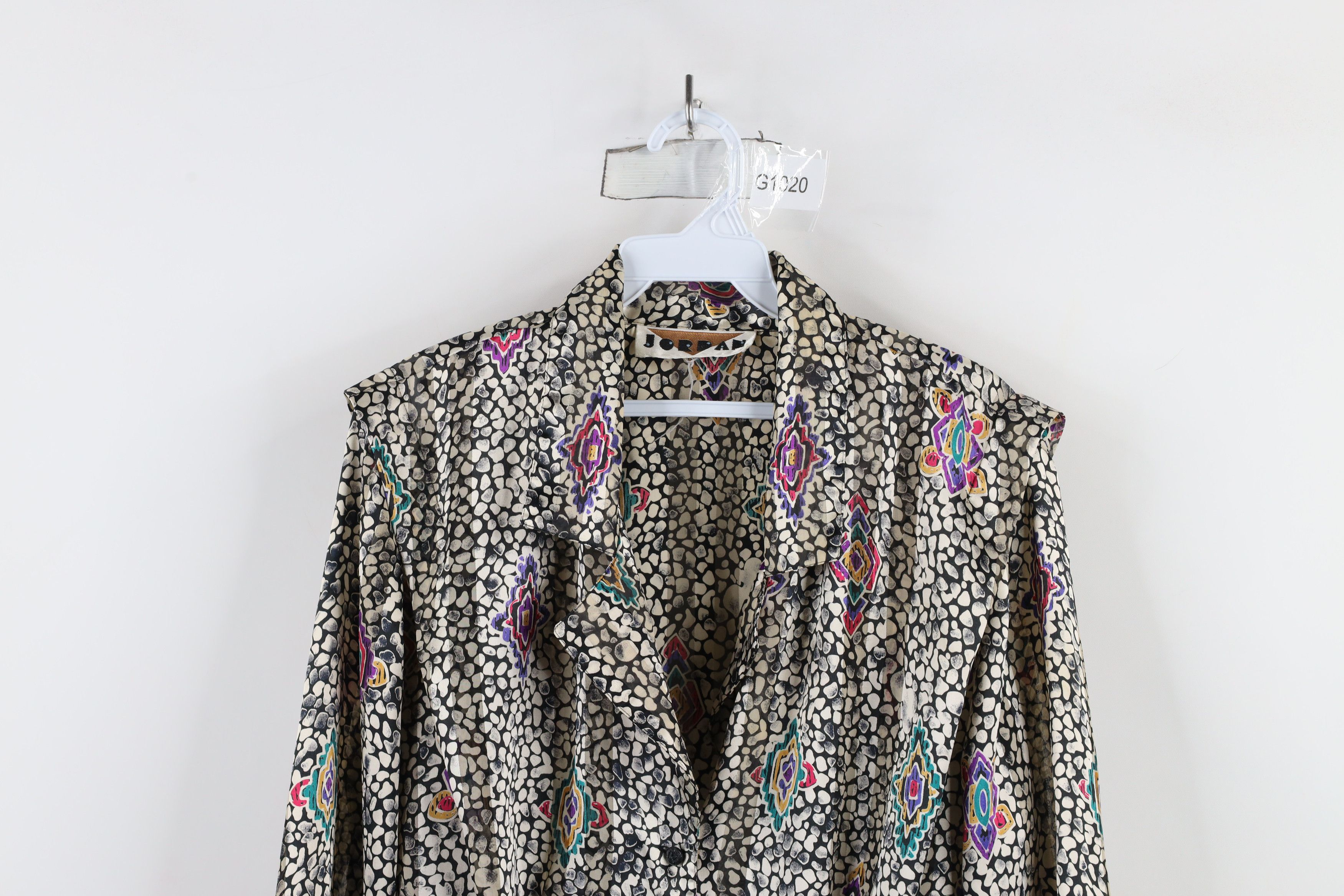 Vintage Vintage 90s Geometric Sheer Silky Polyester Button Shirt Size XL / US 12-14 / IT 48-50 - 2 Thumbnail