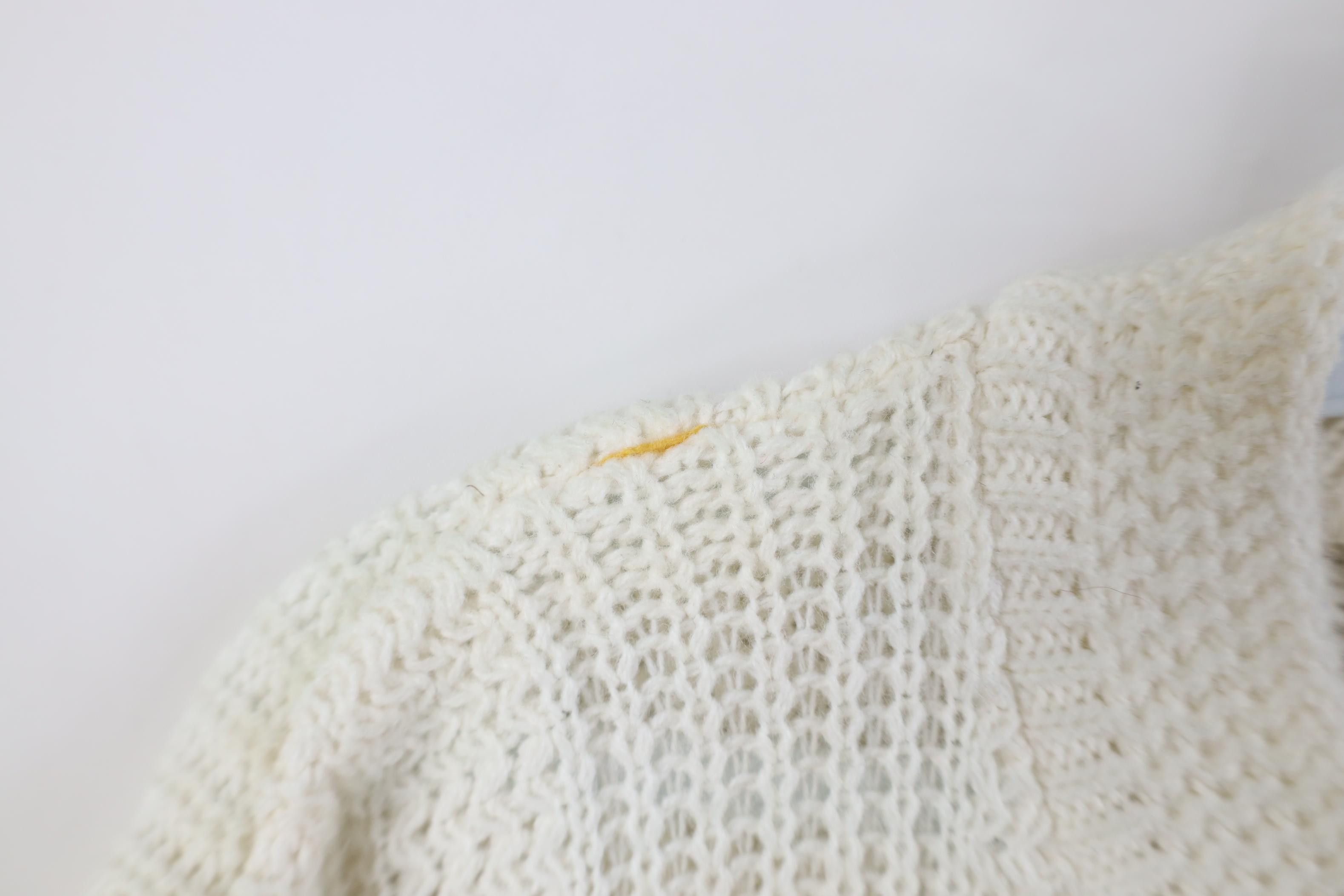 Vintage Vintage 70s Streetwear Zig Zag Ribbed Knit Sweater Cream USA Size US L / EU 52-54 / 3 - 5 Thumbnail