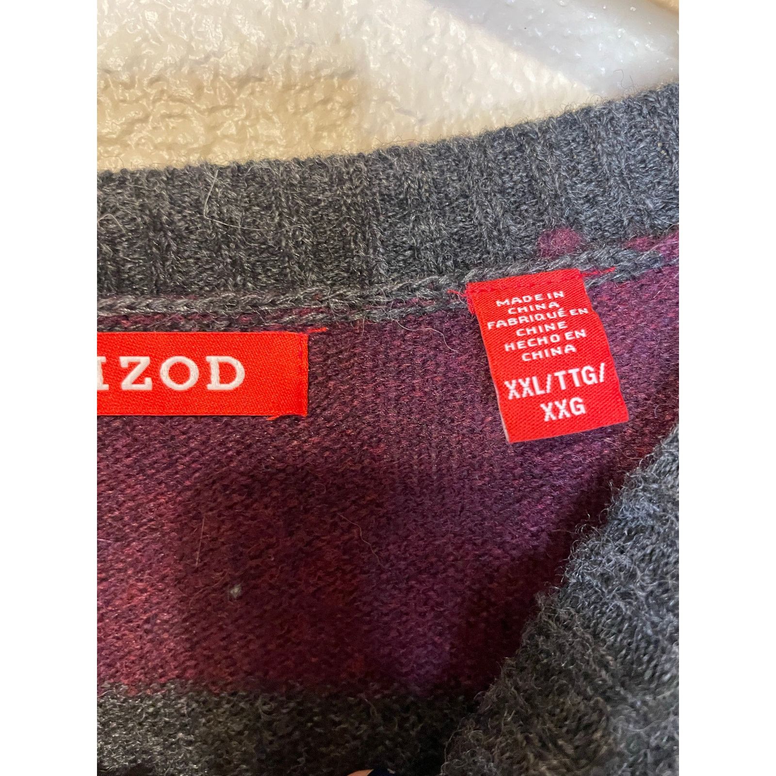 Izod IZOD Wool Blend Grey Purple Striped Crew Neck Sweater XXL Size US XXL / EU 58 / 5 - 4 Thumbnail