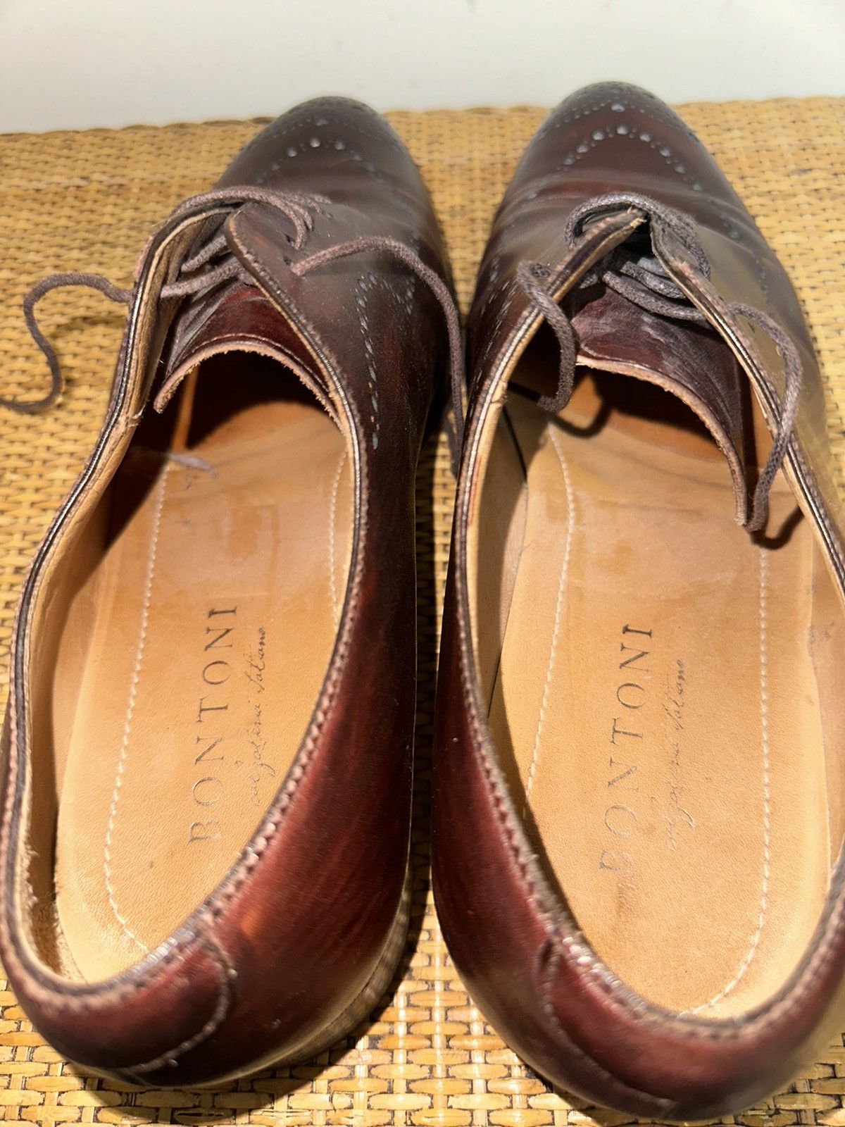 Bontoni BONTONI Men’s Size 11 Whole Cut Brogue Brown Leather Size US 11 / EU 44 - 12 Thumbnail