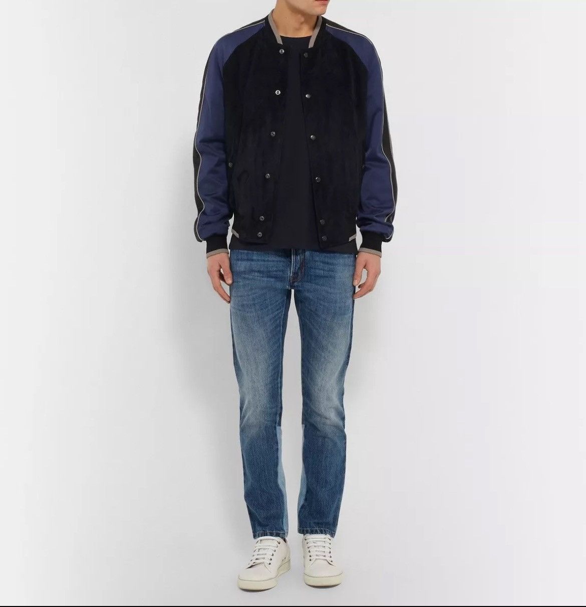 Valentino VALENTINO Slim-Fit Panelled Stretch-Denim Jeans - Blue Size US 33 - 1 Thumbnail