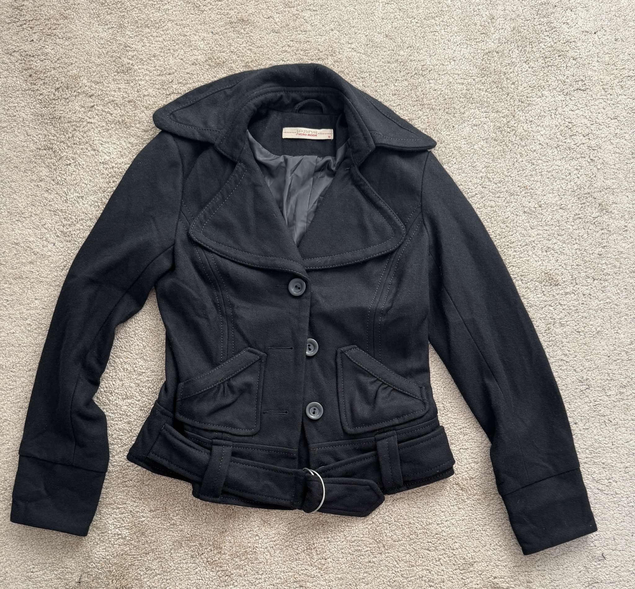 Designer × Other Vero Moda Vilsen Women Jacket Coat M Warm Belted Short Wool Size M / US 6-8 / IT 42-44 - 1 Thumbnail