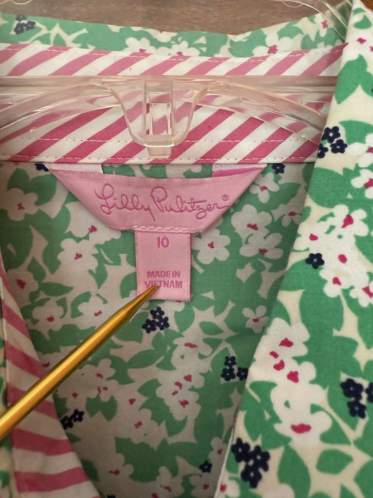 Lilly Pulitzer Lilly Pulitzer Women Green Floral LS Collared Cotton Shirt Size M / US 6-8 / IT 42-44 - 2 Thumbnail