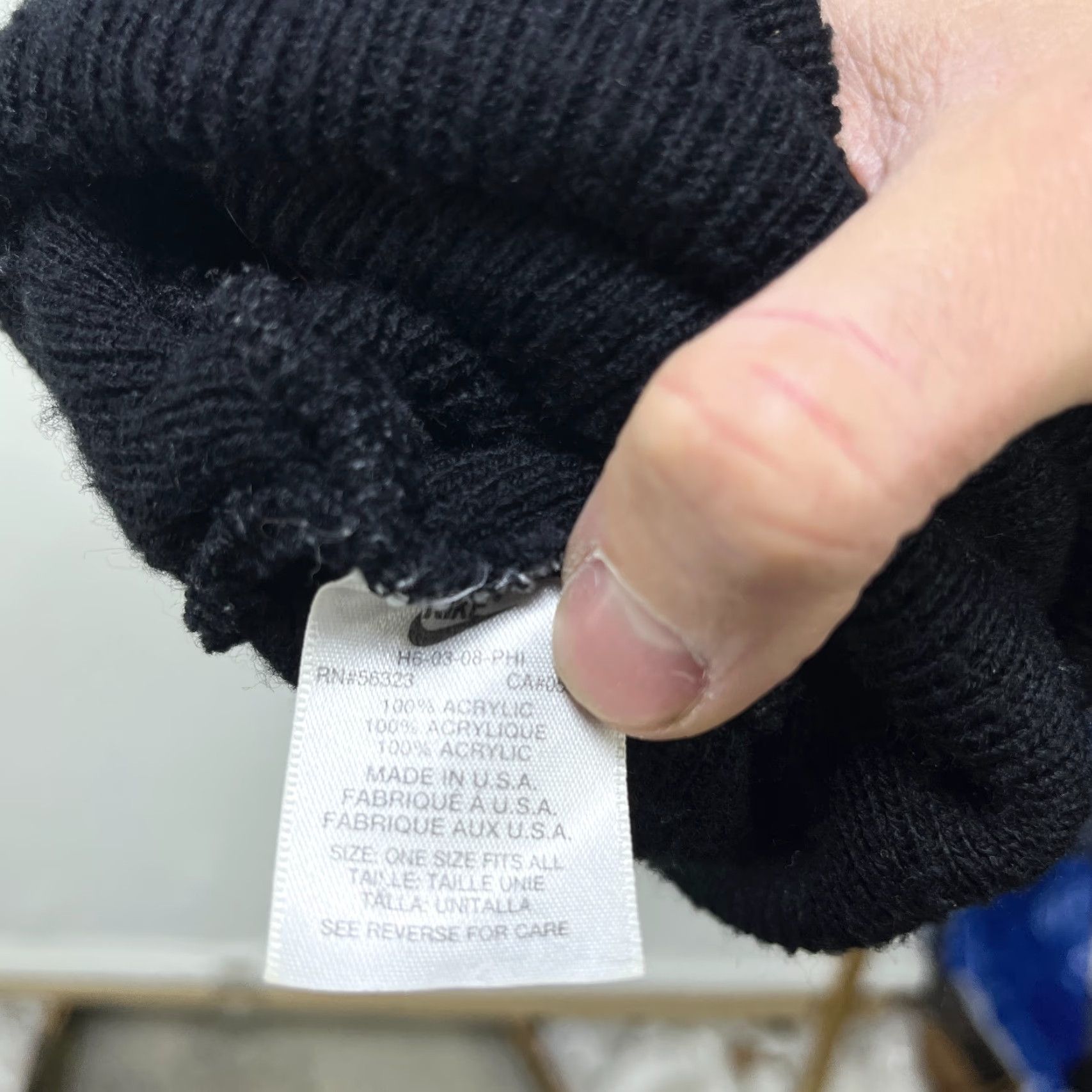 Nike VINTAGE Nike Beanie Hat Swoosh Skull Cap Toque Knit Black OS One Size 90s Mens Shirt Size ONE SIZE - 3 Thumbnail