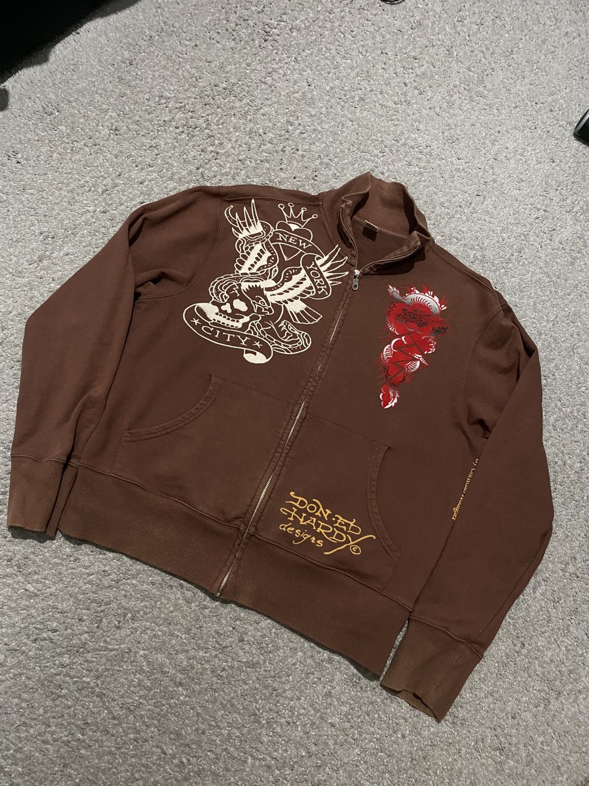 Vintage Ed Hardy Crewneck Zip y2k XL opium drip skull designs baggy Size US XL / EU 56 / 4 - 9 Thumbnail