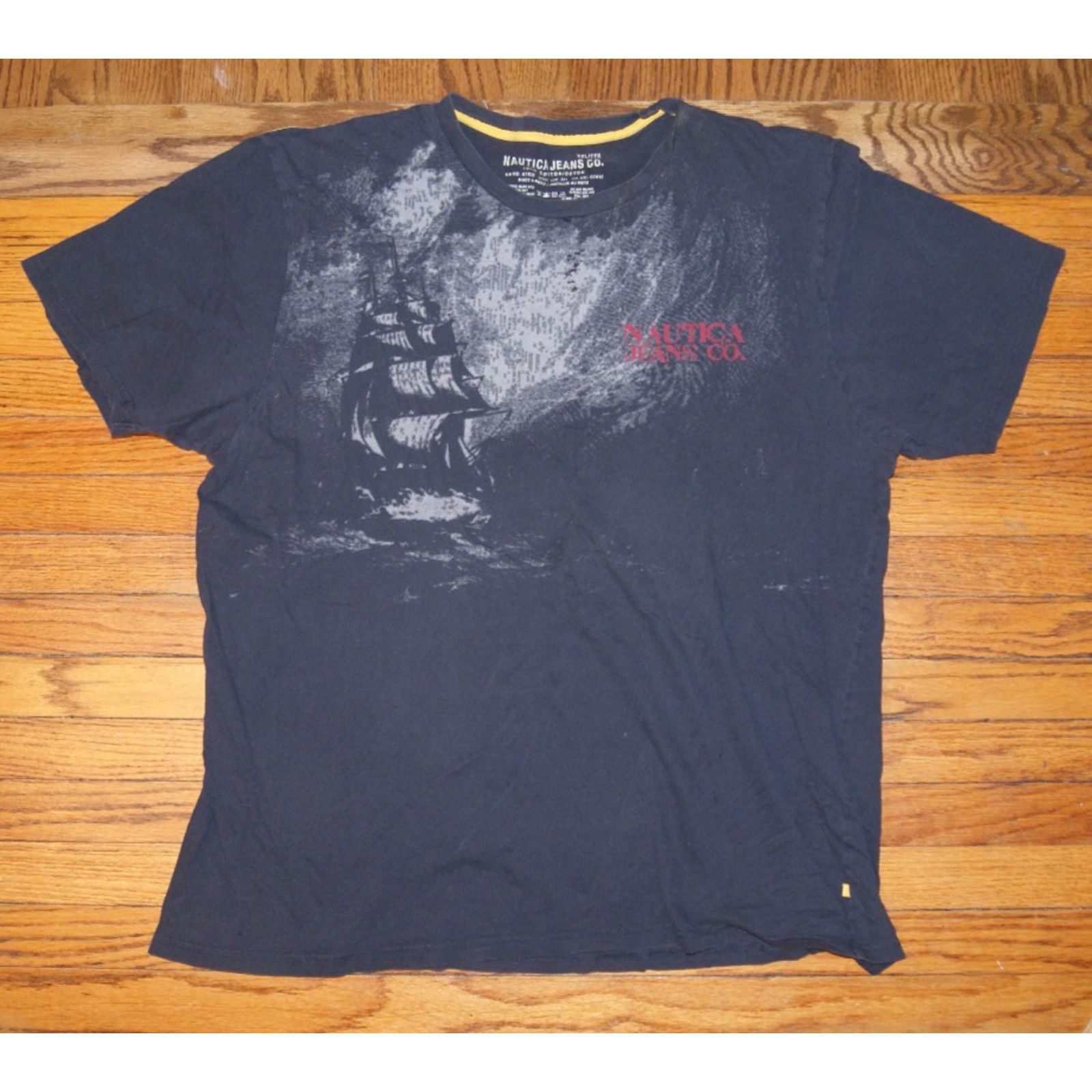 Nautica VTG Nautica Jeans AOP Piarate Ship Affliction XL TShirt Size US XL / EU 56 / 4 - 1 Thumbnail