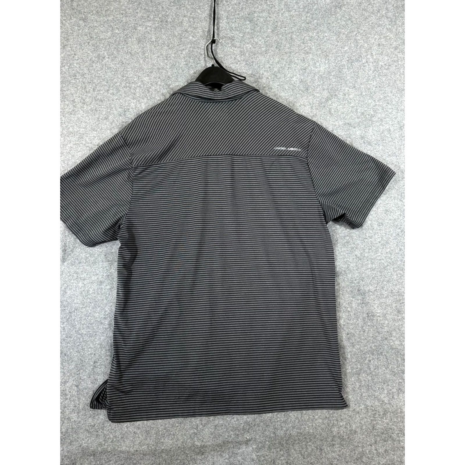 Under Armour Under Armour Polo Shirt Mens XL Gray Black Pinstriped Stretch HeatGear Loose Size US XL / EU 56 / 4 - 7 Thumbnail