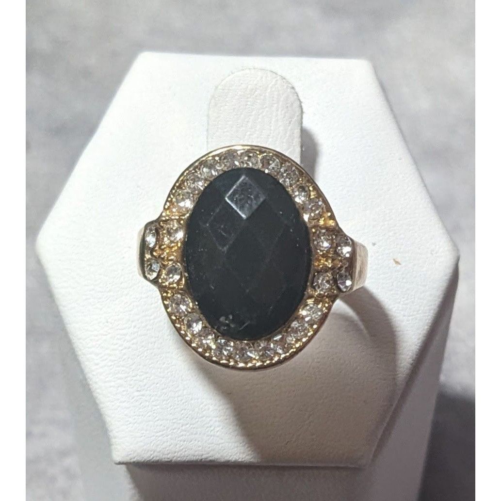 Other Bold Glam Gold And Black Faceted Gemmed Ring Size 6 Size ONE SIZE - 1 Thumbnail