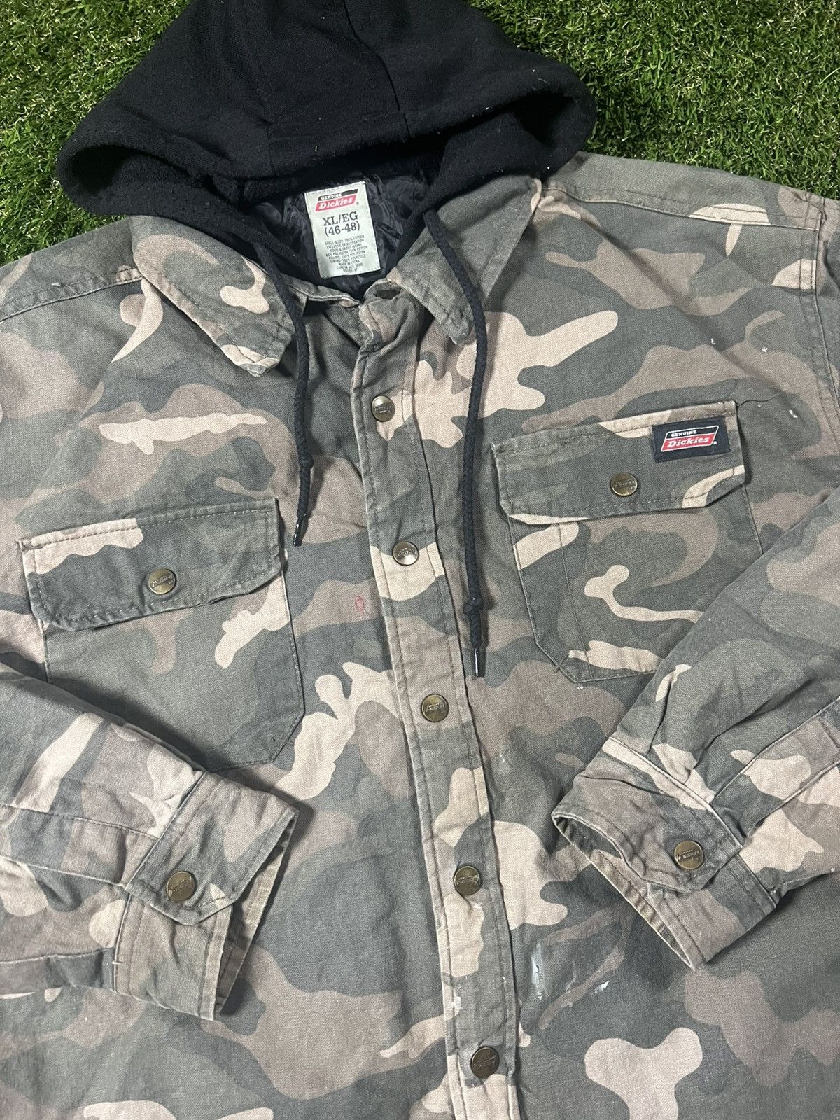Dickies Vintage 90s Dickies Military Camo Fall Faded Hoodie Jacket Size US XL / EU 56 / 4 - 2 Thumbnail