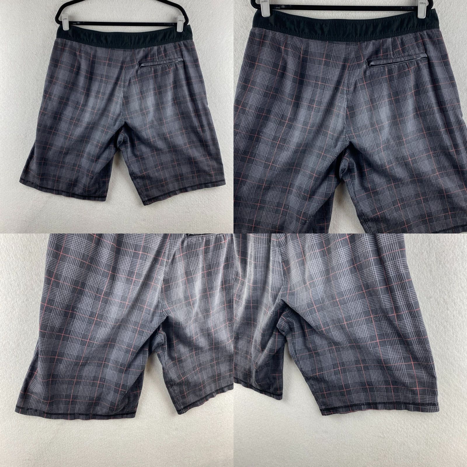 Prana Prana Boardshorts Mens 36 Black Plaid Drawstring Pockets Surf Beach Board Shorts Size US 36 / EU 52 - 10 Thumbnail