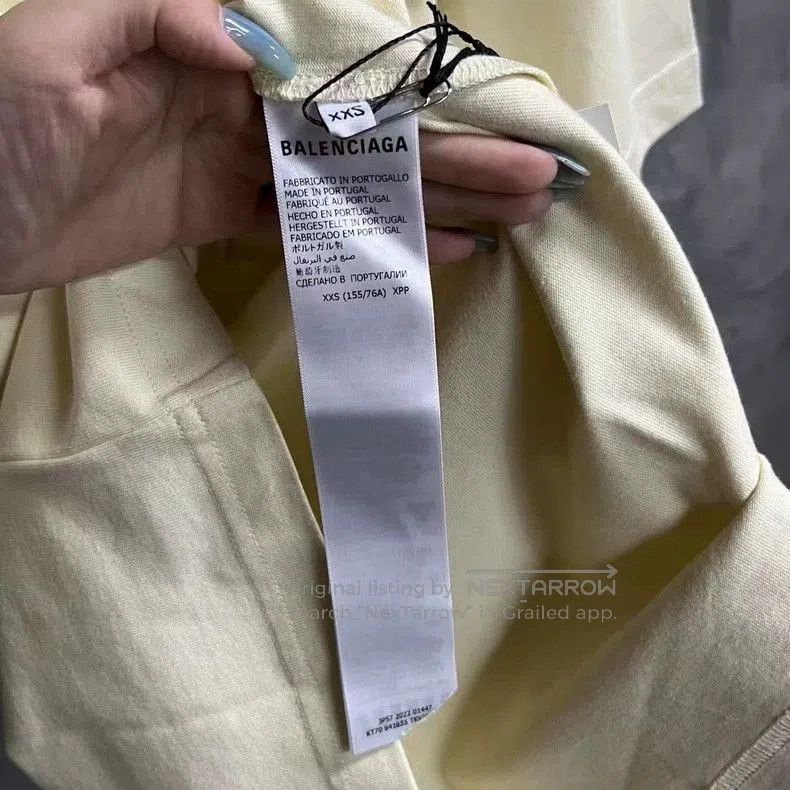 Balenciaga Balenciaga Beige Logo Print Short Sleeve Tee. Size US XXS / EU 40 - 3 Thumbnail