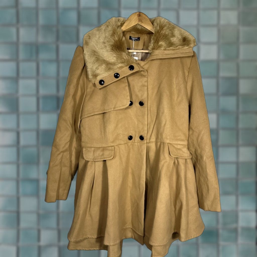 Vintage VINTAGE Zeagoo Women’s 2XL Faux Fur Lapel Double-Breasted Thick Trench Coat NWT Size XXL / US 16-18 / IT 52-54 - 1 Thumbnail