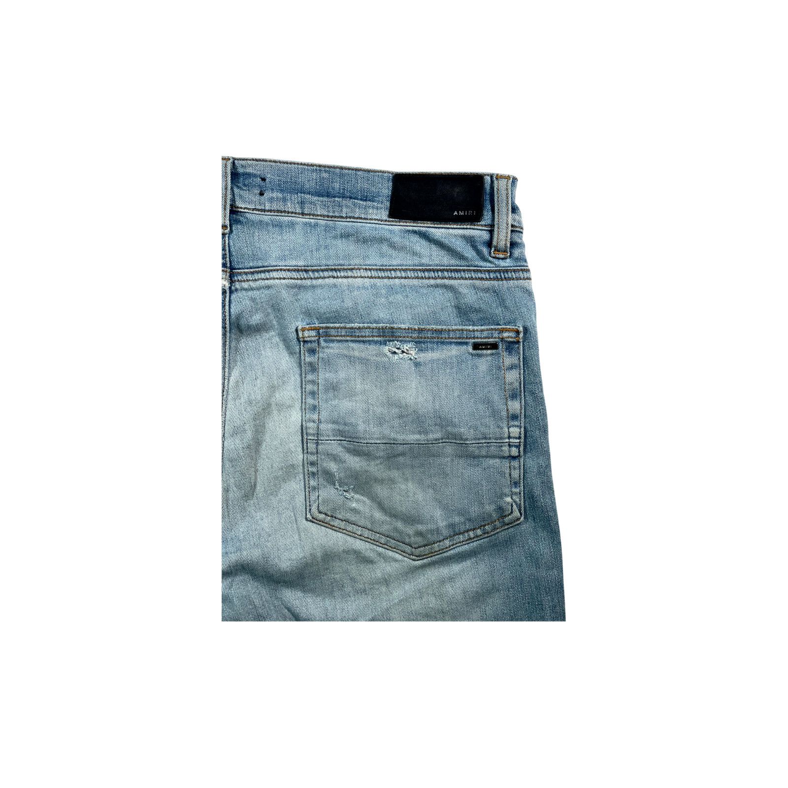 Amiri Amiri Plaid Patch MX1 Light Wash, Navy & Red Jeans Size US 34 / EU 50 - 3 Thumbnail