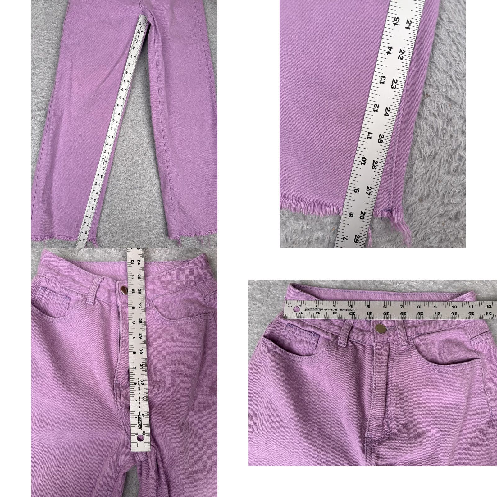 Shein SHEIN Jeans Purple High Rise Straight Leg Raw Hem Denim Pants 22x29 Women XS-2 Size 26" / US 2 / IT 38 - 8 Thumbnail