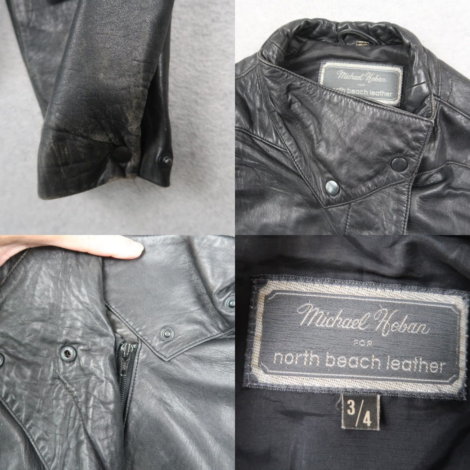 Vintage VINTAGE Michael Hoban North Beach Cropped Leather Jacket Women 4 Black Leather Cropped Vintage 80s Style Mens Womens Girls Size S / US 4 / IT 40 - 8 Thumbnail