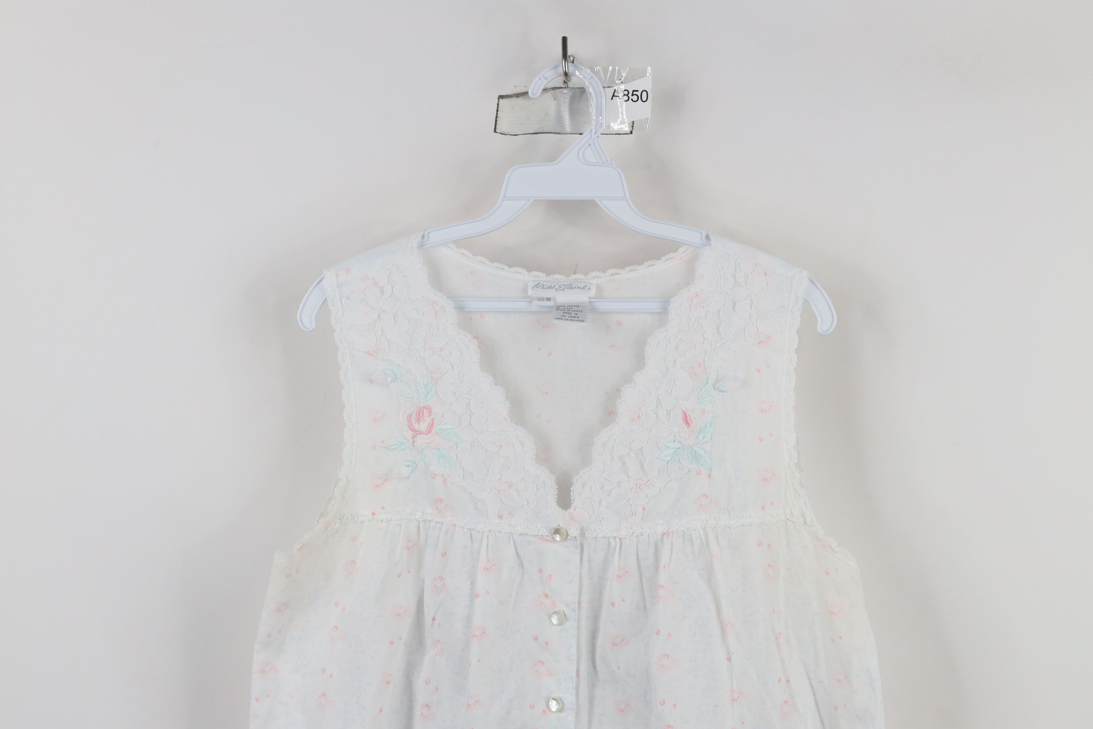 Vintage Vintage 90s Miss Elaine Lace Knit Sleeveless Night Gown Size M / US 6-8 / IT 42-44 - 2 Thumbnail