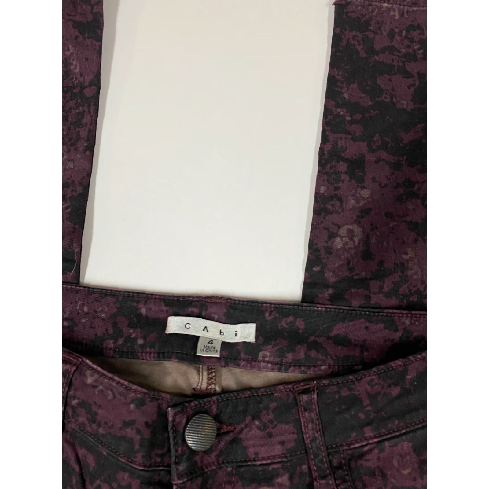 Vintage Cabi Jeans Womens 4 Purple Skinny Camo Denim Zip Pockets 29in Inseam Regular Womens Size 27" / US 4 / IT 40 - 2 Thumbnail