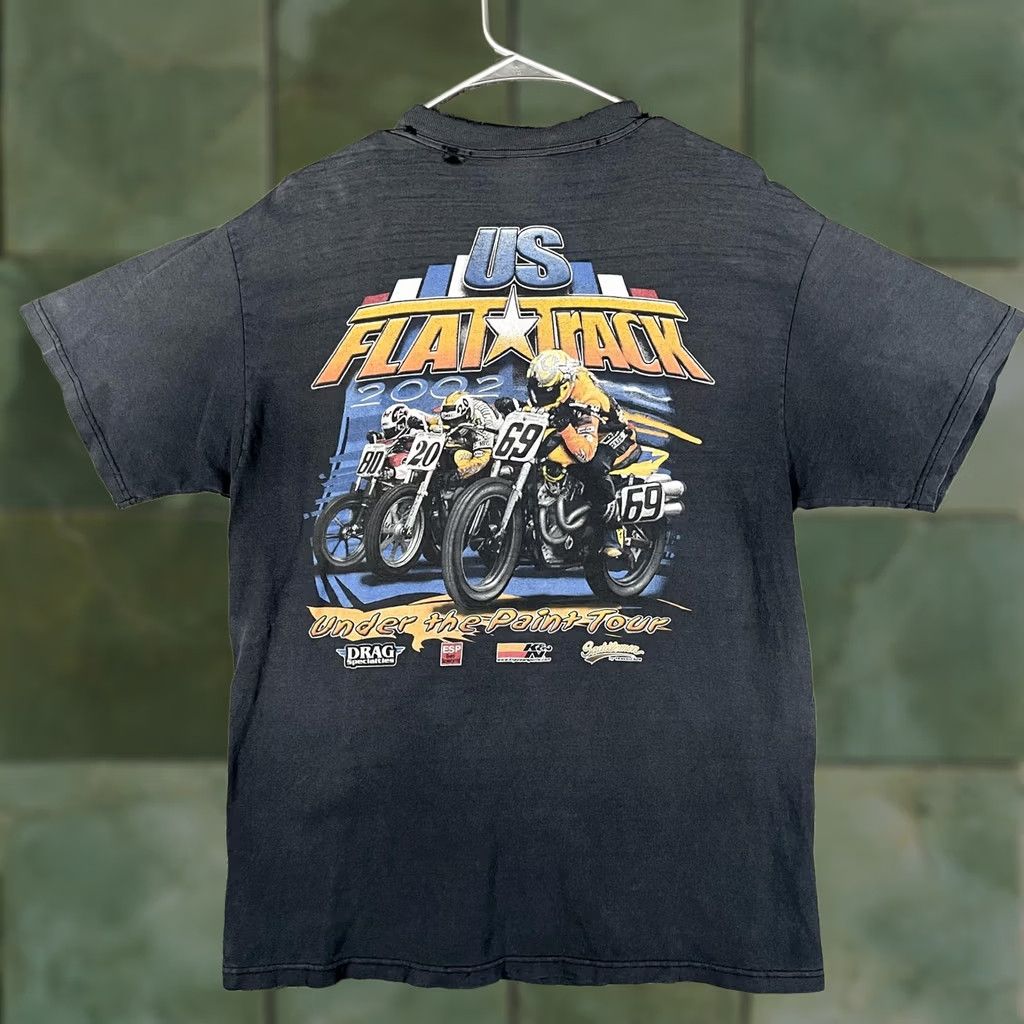 Fruit Of The Loom VINTAGE Fruit of the Loom Shirt Mens L Black US Flat Track 2002 Motorcycle Racing Graphic Print Double-Sided Crew Neck T-Shirt Size US L / EU 52-54 / 3 - 1 Thumbnail