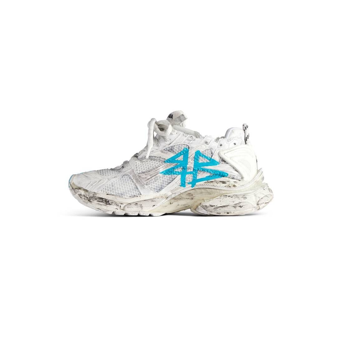 Balenciaga o1w1db10825 Runner Graffiti Sneakers in White/Blue Size US 14 / EU 47 - 2 Thumbnail