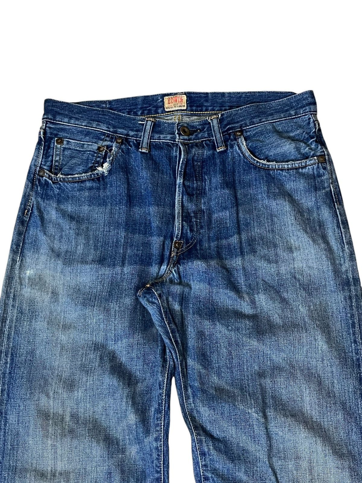 Edwin VINTAGE EDWIN 505SX-R DISTRESSED REDLINE SELVEDGE JEANS Size US 33 - 4 Thumbnail