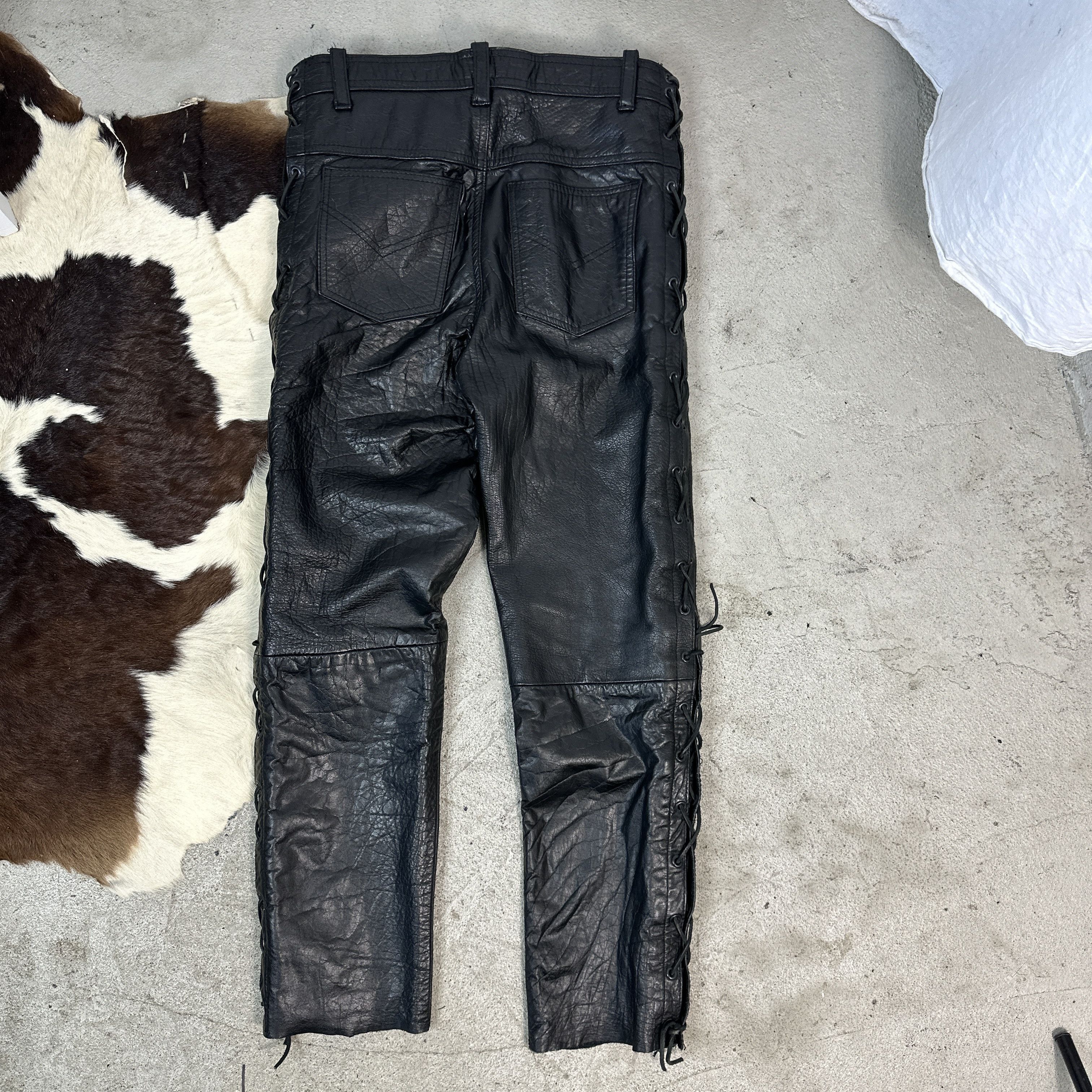Vintage Vintage Leather Trousers with Lacing Size US 34 / EU 50 - 1 Thumbnail