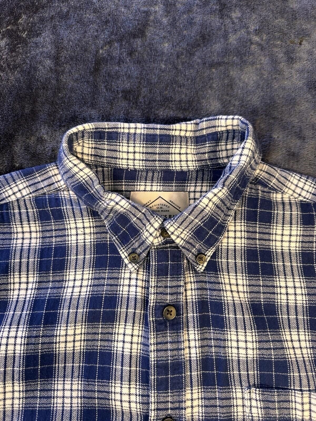 St. Johns Bay St John's Bay Men's Large Blue White Flannel Button-Down Size US L / EU 52-54 / 3 - 7 Thumbnail