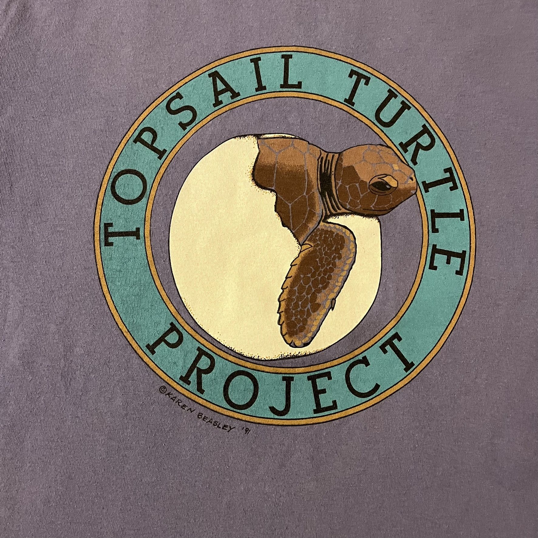 Gildan VTG 90s Topsail Turtle Project Lavender Casual Graphic Tee Size M / US 6-8 / IT 42-44 - 3 Thumbnail