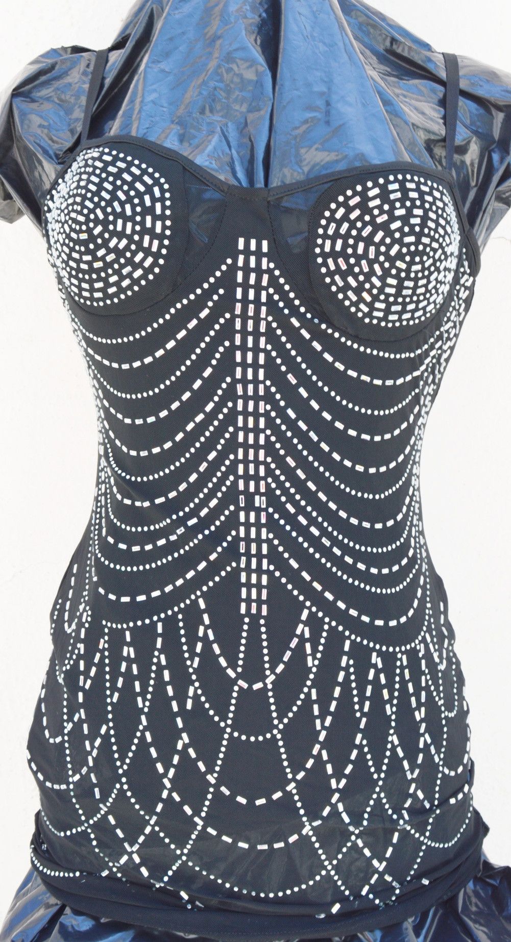 Other MINIDRESS SEQUIN/GLITTER SILVER BLACK STRAPS SUPER STRETCH Size M / US 6-8 / IT 42-44 - 4 Thumbnail