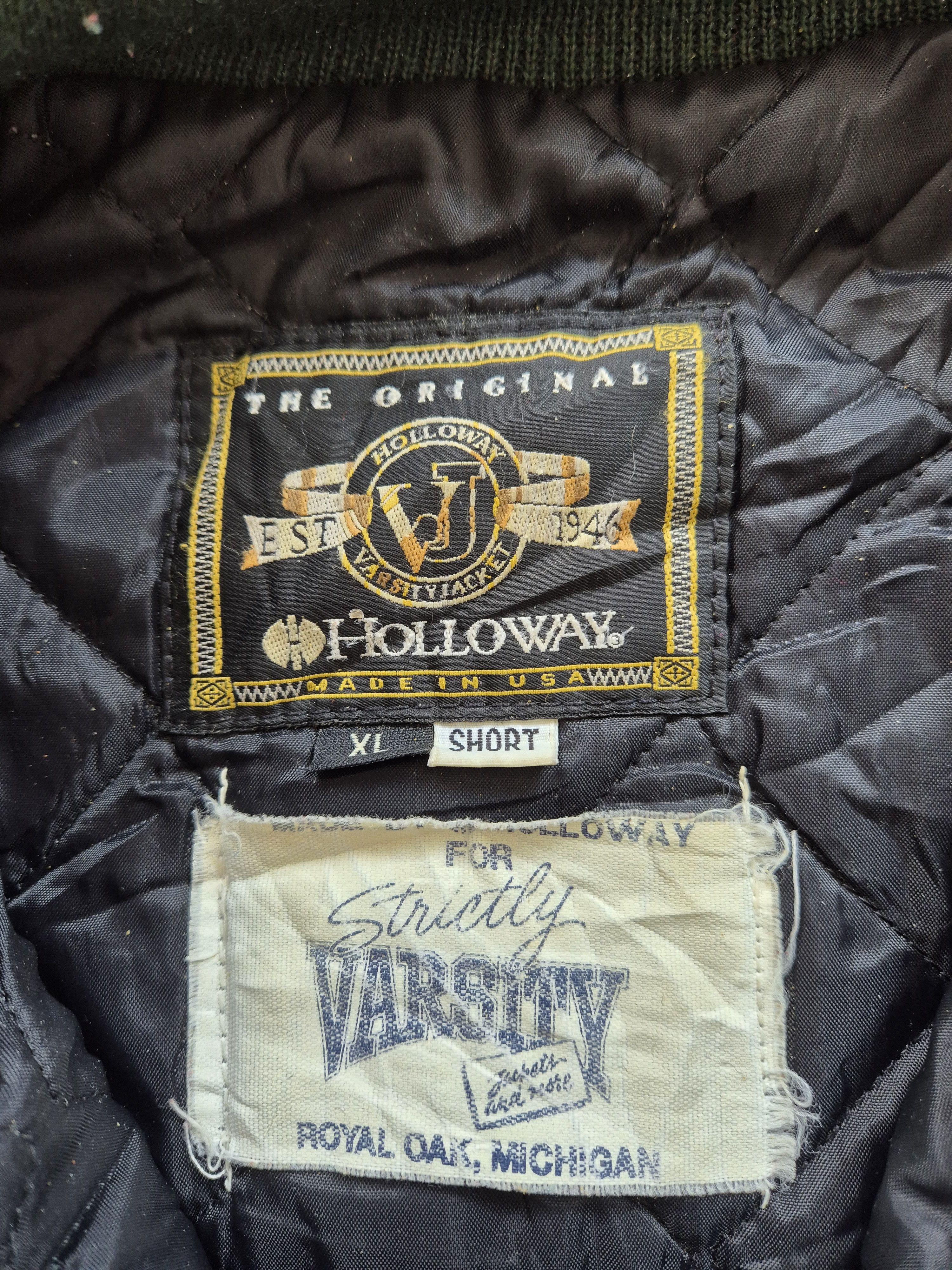 Holloway Holloway Vintage Varsity Jacket – Green Wool & White Leather Size US XL / EU 56 / 4 - 2 Thumbnail