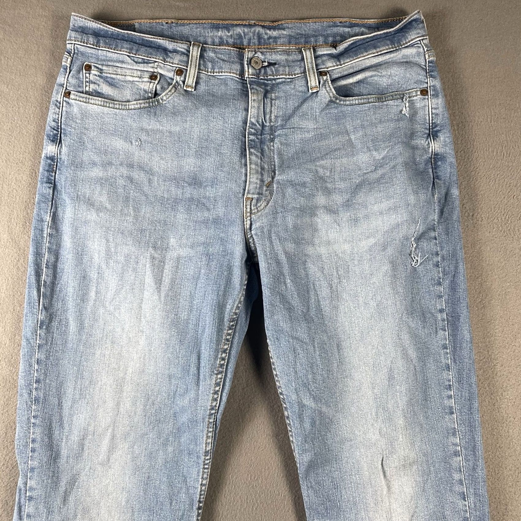 Levi's Levi's 514 Jeans Men 38x32 Light Blue Wash Distressed Straight Leg Jeans Regular Denim 5-Pocket USA 90s Grunge Rock Cowboy Vintage: No Men Size US 38 / EU 54 - 2 Thumbnail