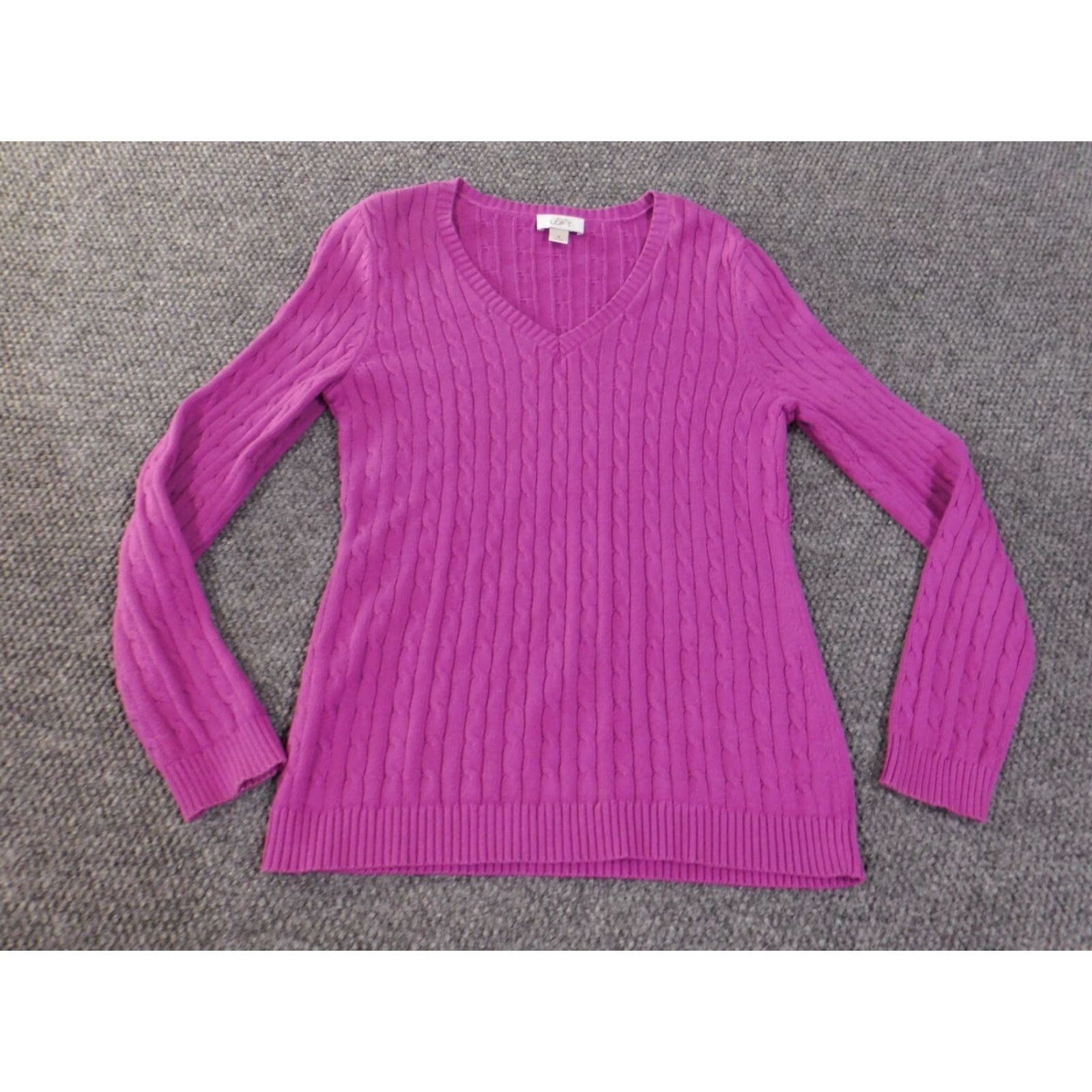 Loft LOFT Sweater Pullover V-Neck Knit Cotton Purple M Women Regular Knit Style Stretch Casual Fall Winter Spring Women Mens? Size M / US 6-8 / IT 42-44 - 4 Thumbnail