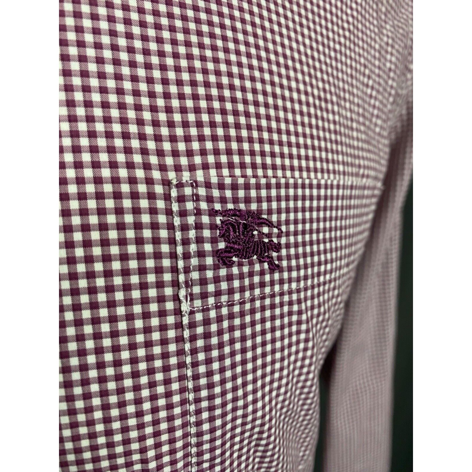 Burberry Burberry Small Logo Men's Red White Checked Longsleeve Shirt Size US L / EU 52-54 / 3 - 9 Thumbnail