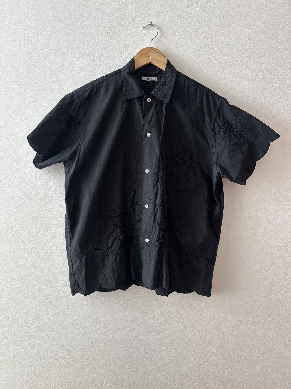 Pre-owned Bode Lace Button Up In Black