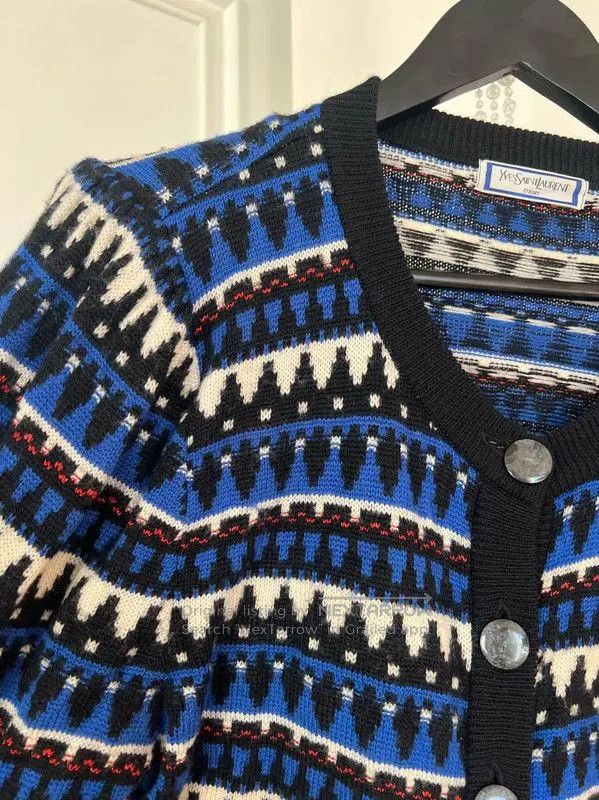 Yves Saint Laurent YSL Blue Knit Sweater for Women . Size M / US 6-8 / IT 42-44 - 7 Thumbnail