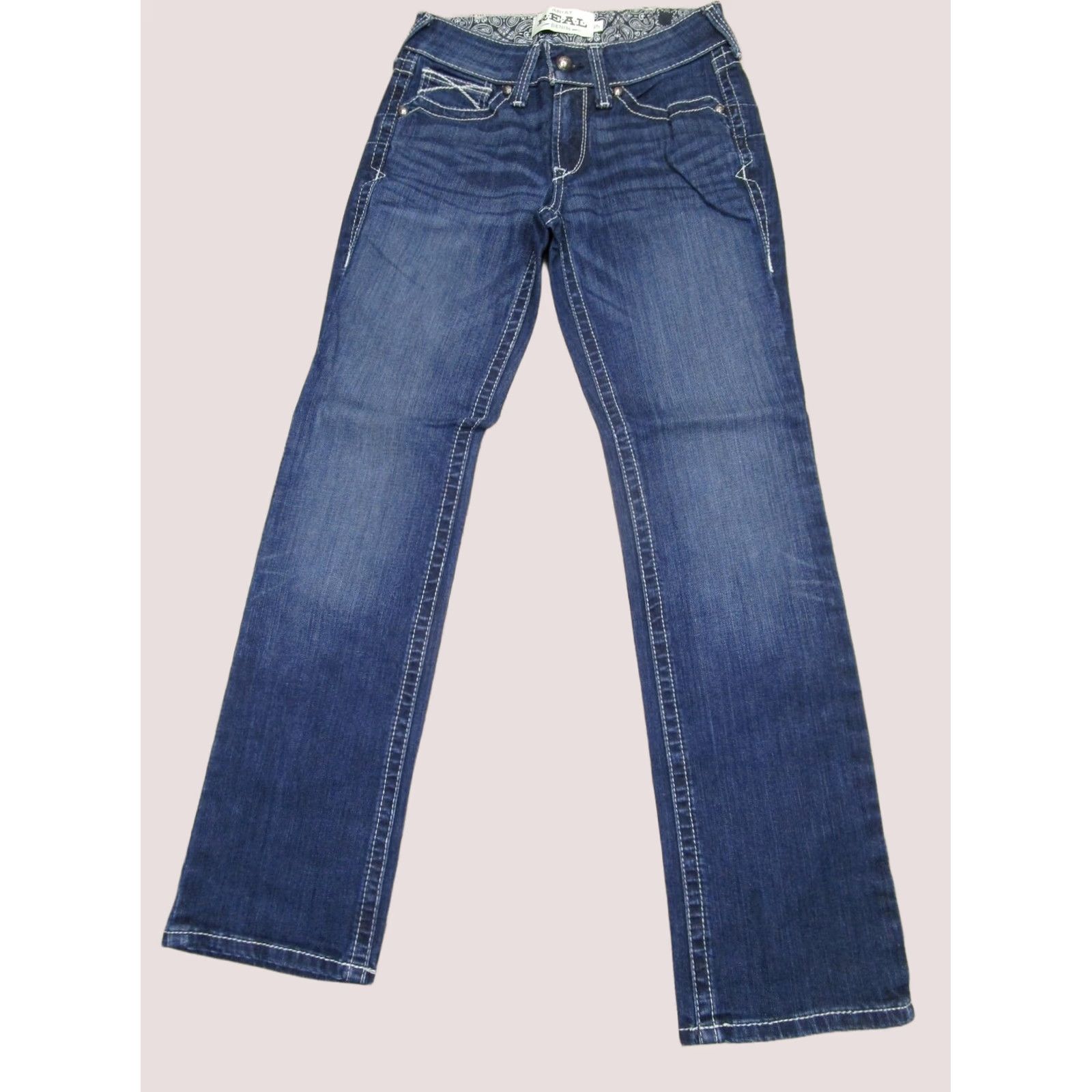 Ariat Ariat Jeans Women 27P Blue Low Rise Bootcut Petite Western Pants Dark Wash Logo Denim Classic Bootscut Jeans Womens Size 27" / US 4 / IT 40 - 1 Thumbnail
